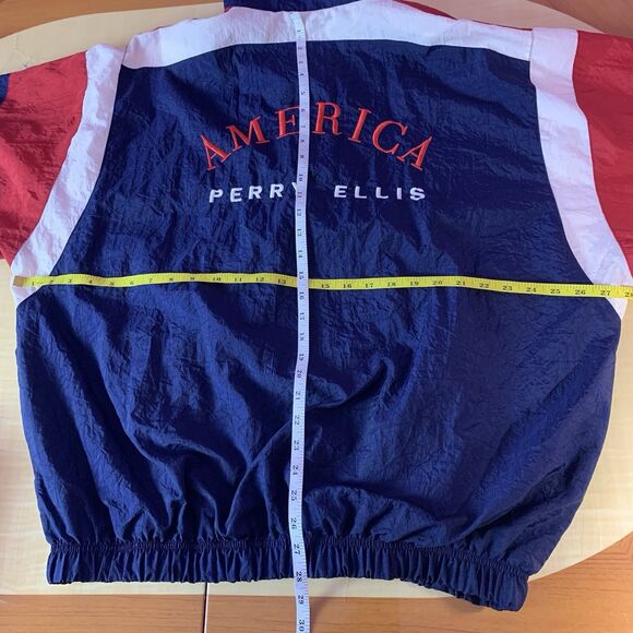Perry Ellis Jacket Sports Tracksuit Windbreaker Vintage 90s America Flag Olympic - Picture 15 of 16